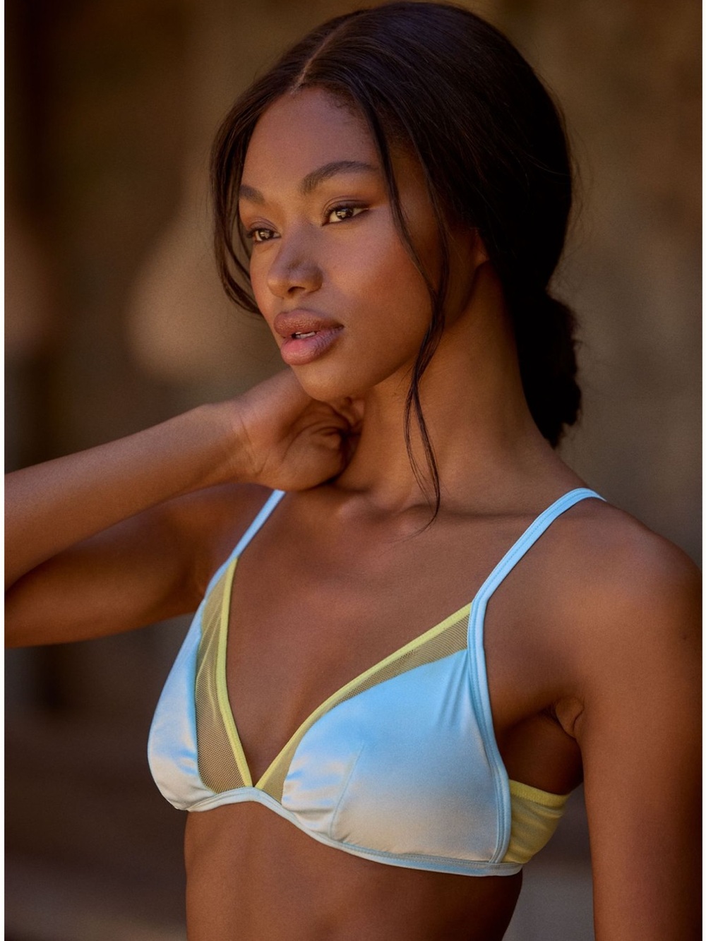 NWT Anthropologie LyreBird Satin Mesh Triangle Bra Size XL